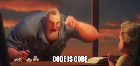 Mr Incredible meme &ldquo;Math is math&rdquo; but with code instead