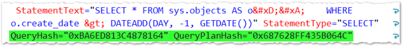 Plan XML showing the Hashes