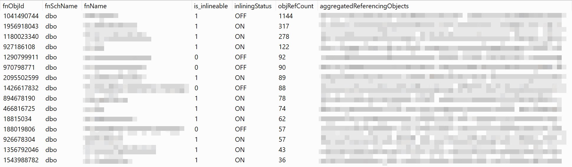 Find UDF reference counts and objects