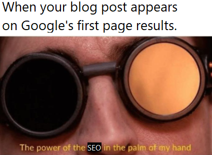 Doc Ock palm of my hand meme where Sun is replaced with SEO