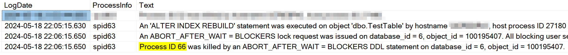 Abort blockers shows up in error log