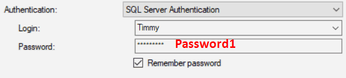 Connect to DB engine popup with SQL Authentication