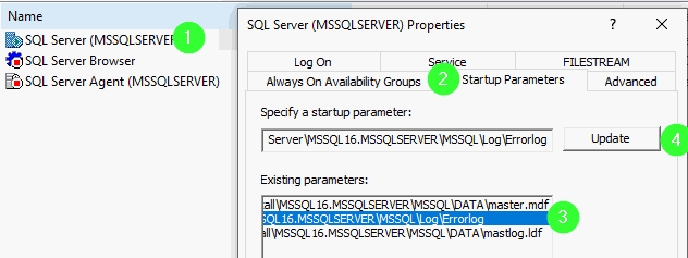 Configuration Manager’s startup parameters window