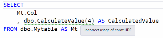 Code analysis warning - const UDF