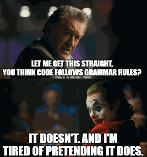 Code doesn’t follow grammar rules